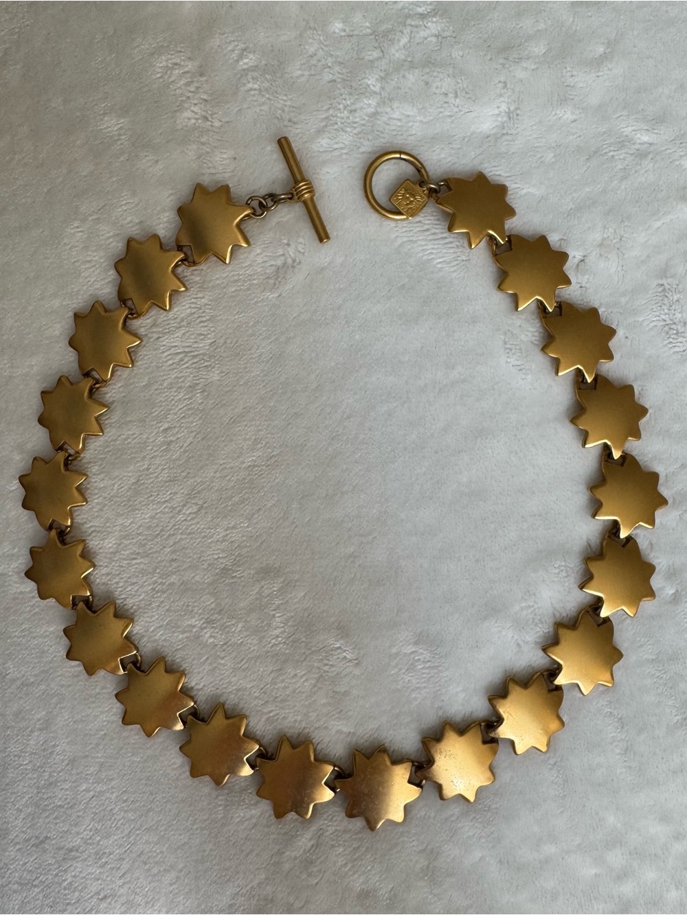Vintage Anne Klein Matte Gold-Tone Celestial Star Link Choker Collar Necklace